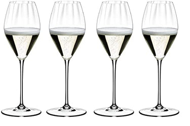 RIEDEL Performance Champagner Gläser 4er Set, 375 ml, Champagnergläser mit optischem Effekt, Kristallglas im Sale